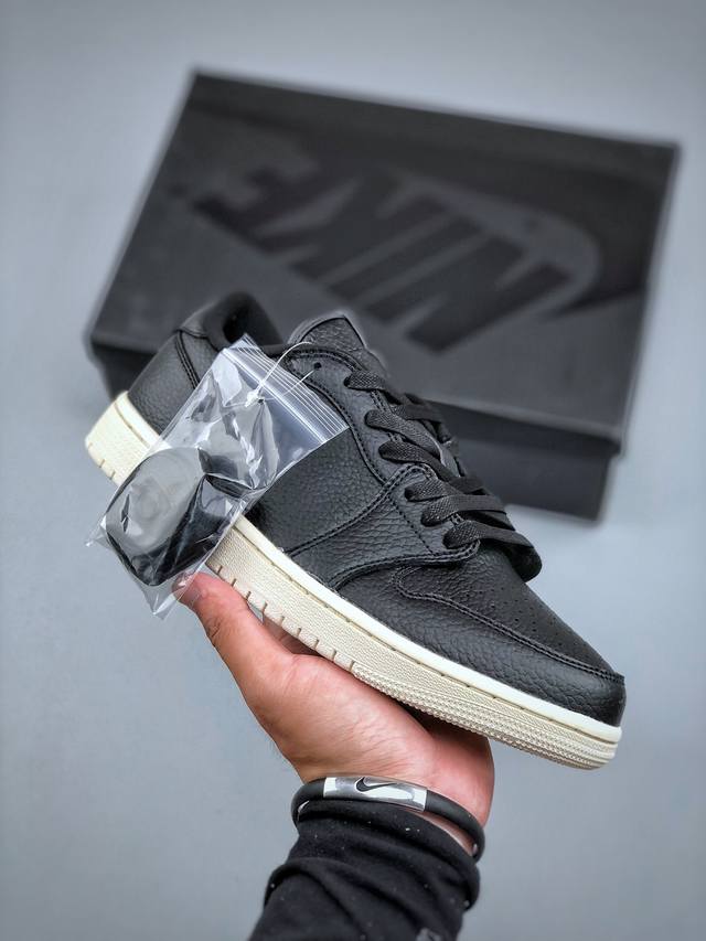 K版] Air Jordan 1 Low Black Sail Aj1 乔1纯色系 黑色 低帮文化休闲板鞋 848775 005 尺码：36 36.5 37.5