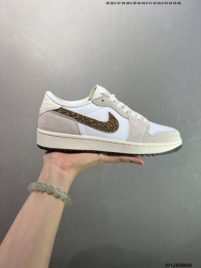 公司级耐克Nike Air Jordan 1 Lowg ”Elephant Print“Aj1乔丹一代低帮经典复古文化休闲运动篮球鞋 货号:Dd9315-115
