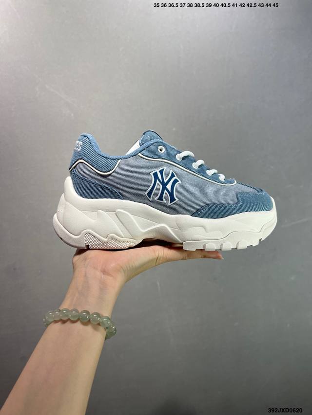 公司级Mlb 复古风格美国职业棒球大联盟 Bigball Chunky Denim 系列 复古增高休闲老爹鞋 货号:3Ashd045N 尺码:35 36 36.