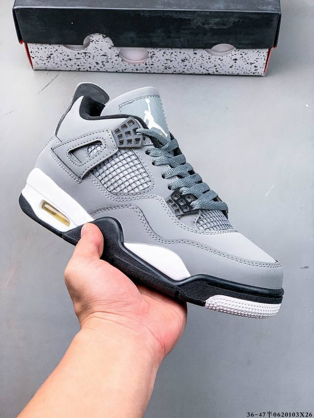 集图 二层真标！Air Jordan 4 Aj4代中帮复古休闲运动文化篮球鞋。秉承轻量化的速度型篮球鞋设计思想完成设计，降低重量的同时提升舒适度，中底延续前作使