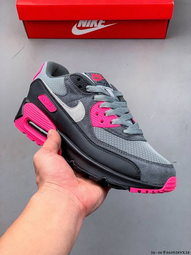 集图 公司级！耐克 Wmns Nike Air Max 90 Oreo 半掌气垫全皮复古运动休闲慢跑鞋 0619289X28