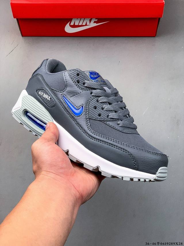 公司级！耐克 Wmns Nike Air Max 90 Oreo 半掌气垫全皮复古运动休闲慢跑鞋 0619289X28