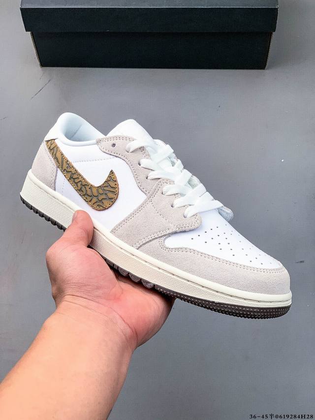 公司级头层！耐克Nike Air Jordan 1 Low Aj1 乔1 低帮潮流运动休闲板鞋。Aj1 低帮拼接 完美版型真头层牛皮# 内置缓震气垫 原鞋开模
