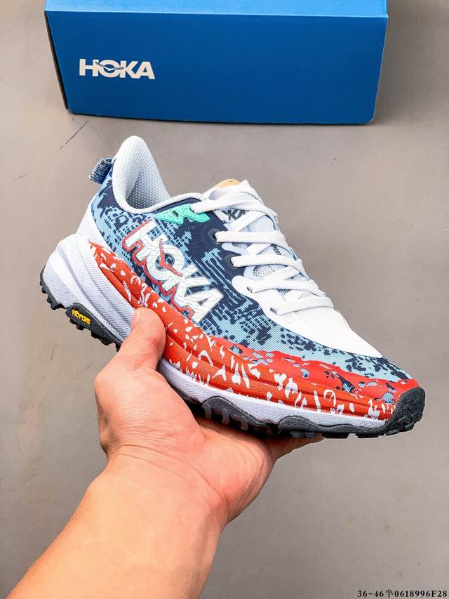 Hoka One One Speedgoat 6 户外越野跑步鞋 飞速羚羊 6 系列 新一代工程网纱鞋面 在确保鞋面稳定性的同时减少了固定胶条的使用 鞋面更轻盈