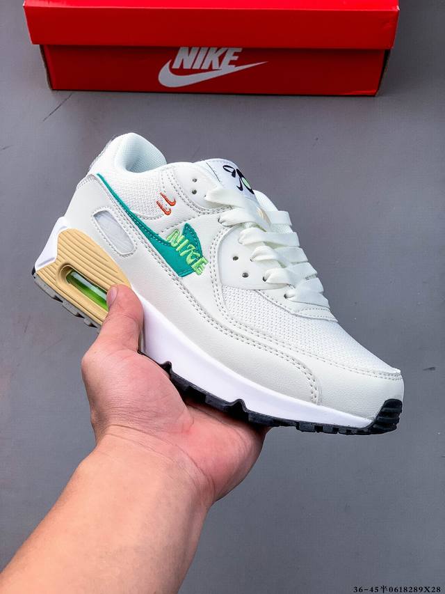 公司级！耐克 Wmns Nike Air Max 90 Oreo 半掌气垫全皮复古运动休闲慢跑鞋 0618289X28