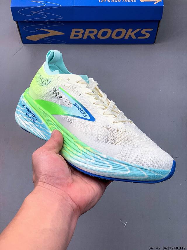 公司级！Brooks布鲁克斯 Hyperion Elite 4 Pb 舒适百搭防滑耐磨 低帮 越野竞速跑步鞋 采用改进工程空气网眼组合热熔工艺 鞋面材质搭载Dn