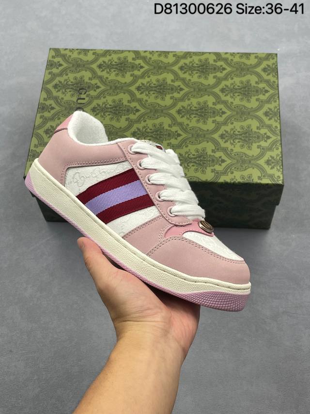 公司级Gucci 古驰 Screener 运动休闲时装奢侈品系列 Gg珐琅扣 擦脏做旧小脏鞋 高端零售海淘商家混卖版本 东莞纯原品质 原鞋对照工艺生产 原厂一致