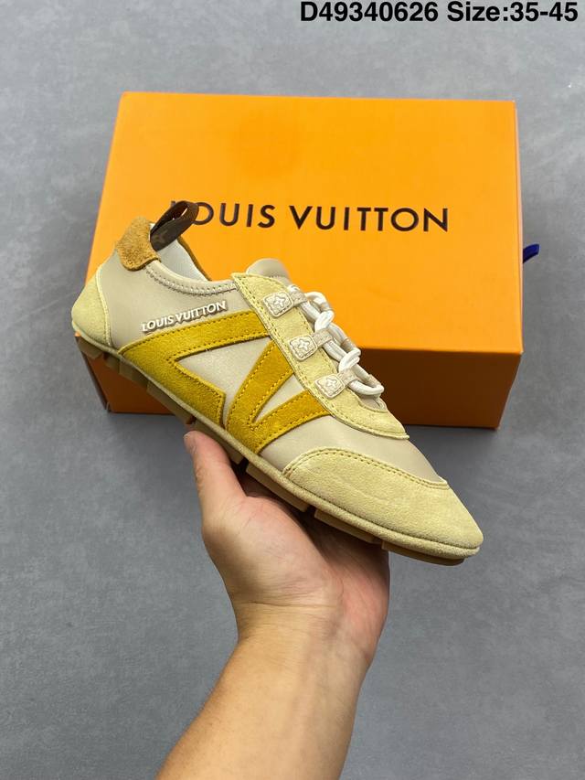 新品公司级 路易威登 Lv Trainer Sneaker 2028年新款芭蕾舞鞋 训练鞋 Chill 感时髦尖子生Lv25复古芭蕾舞德训鞋复古德训运动休闲板鞋