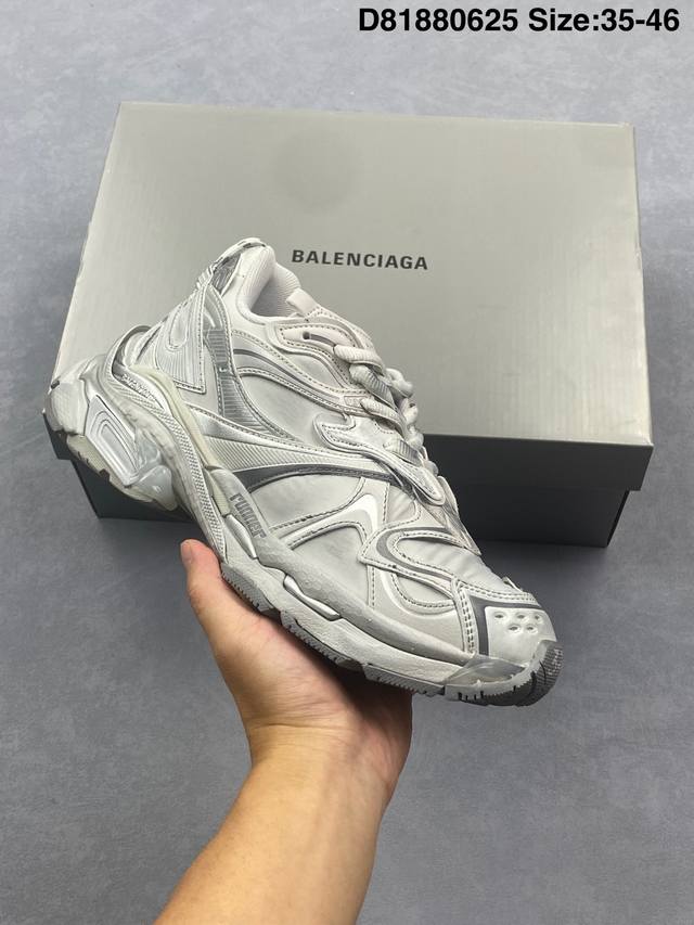 Balenciaga巴黎世家 Runner2.0 人造革 圆头系带 低帮 老爹鞋 男款 白色 货号：779064 Wrnny 1180 尺码：36-46 编码：
