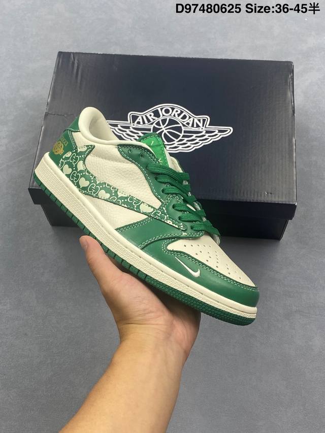 公司级Nike Air Jordan 1 X Travis Scott Aj1倒勾 乔一倒钩 ‘Diy’定制 耐克 低帮文化篮球鞋 完美品质出货 细节如图所示