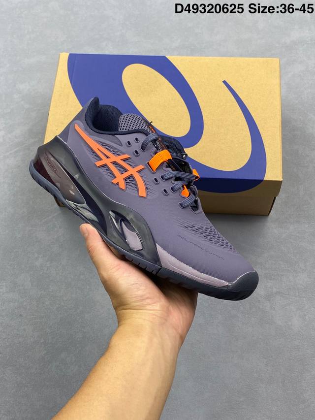 公司级Asics Gel-Resolution X 亚瑟士 专业网球鞋 没有鞋骨的设计 这是一种创新技术 它让脚底在每一次着地时都能感受到柔软而充足的缓冲 就像