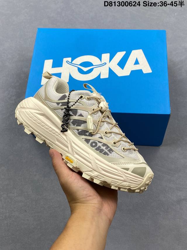 公司级Hoka One One Mafate Three2 全新配色创立于 9年，始终致力于为所有跑者提供更新、更好的跑步 装备。相比常规跑鞋，Hoka One