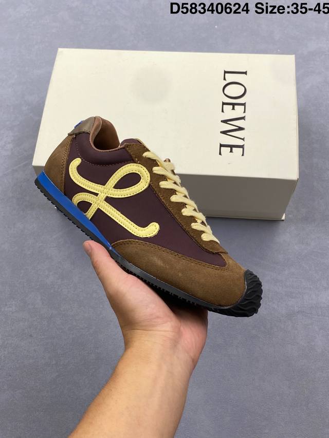 Loewe罗意威 Ballet Runner 小牛皮 圆头系带 低帮 生活休闲鞋 罗意威全新版大头运动鞋Ballet Runner ，以其独特的设计和舒适度赢得