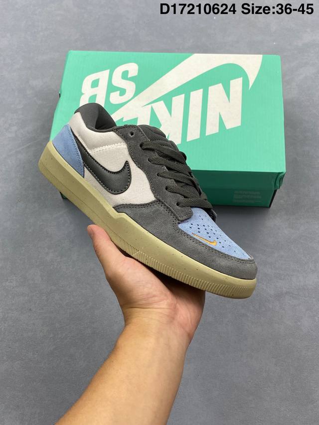 真标Nike Sb Force 58 耐克 低帮休闲板鞋 是一款将前沿创新带入街头的单品 它具有硫化杯底 具有出色的耐用性和灵活性 使用帆布和绒面革 在饰面上放