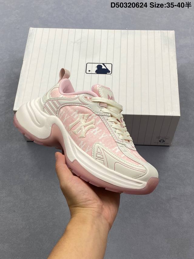 Mlb Xlg Chunky 纽约洋基队 潮流时尚厚底运动鞋 安全防撞包裹鞋头 符合人体结构 精心设计 行走柔软触感 后跟加厚 呵护脚后跟轻松穿脱不磨脚 柔软耐