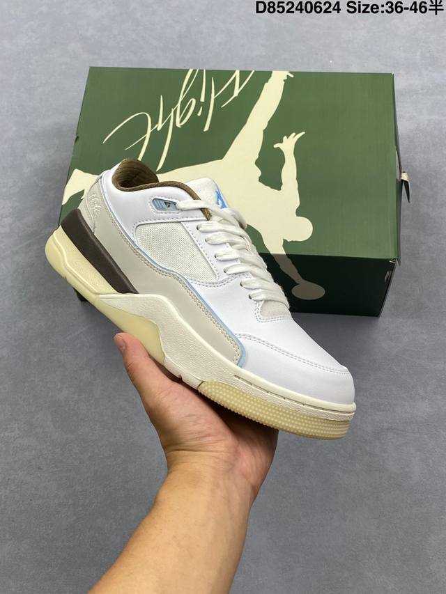 真标带半码 Air Jordan 4 Retro Flight Court 低帮 白灰棕 Aj4 乔丹4代 Aj4 乔4 低邦 米白色 乔丹篮球鞋系列 鞋款整体
