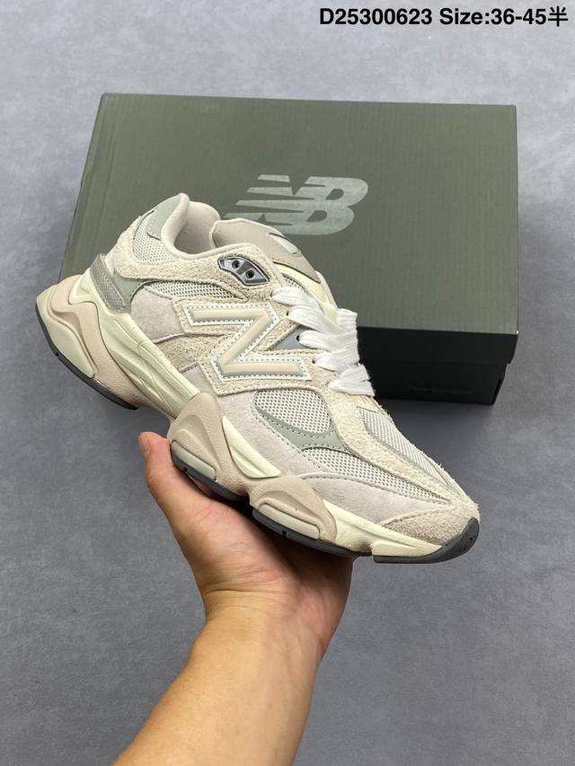 Nb9060 联名款 复古休闲运动慢跑鞋 鞋款灵感源自设计师本人对夏日的怀日回忆。鞋面大身由空间双格及磨砂鞋面拼接而生，夏日氛围拉满#采用大面积网眼以及麂皮材质