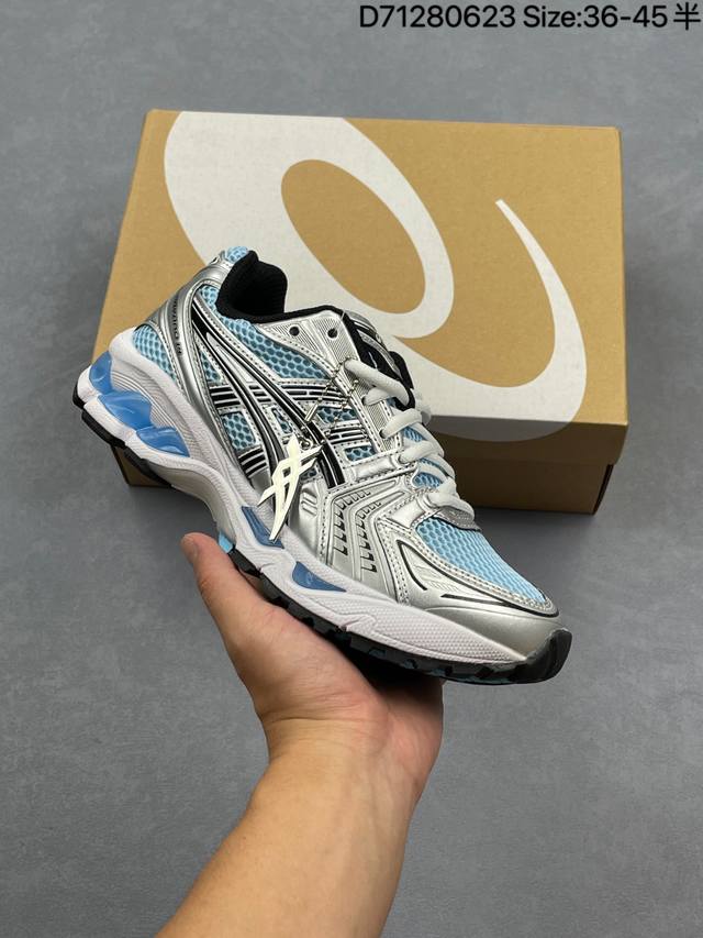 Asics Gel-Kayano 14 版本 亚瑟士运动休闲透气专业跑鞋 采用工程弹性双层再生针织密度鞋面材质 后跟3D可视Gel缓震乳胶物料 升级Ff Bla