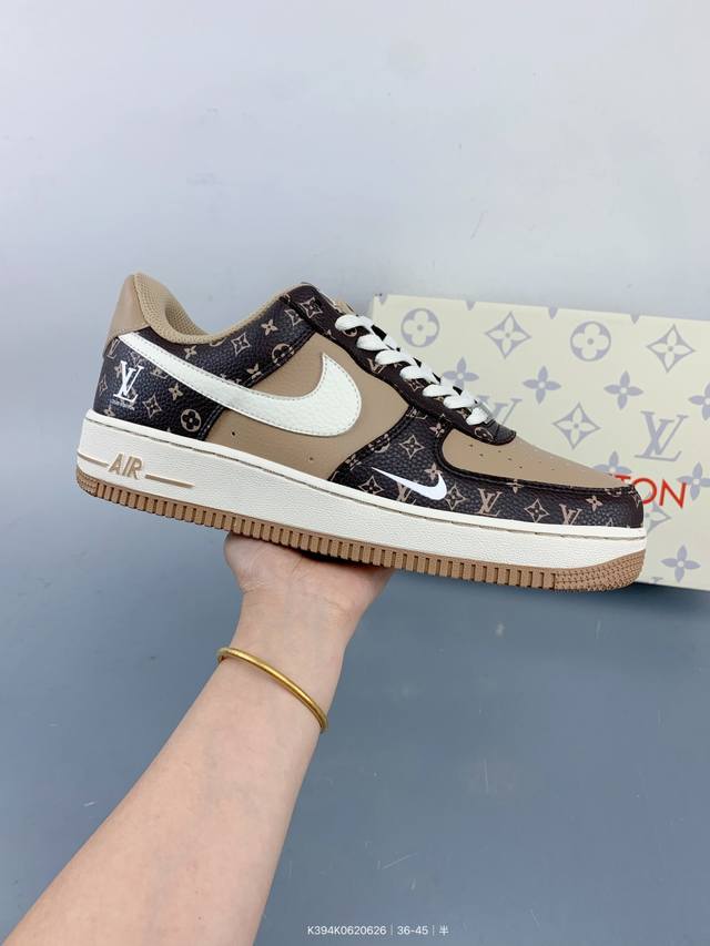 公司级Nike Air Force 1 '07 Low Lv联名-咖啡棕小白勾 空军一号低帮 运动鞋 休闲鞋 折边针车 工艺难度大 原楦头原纸板 原装鞋盒 定制
