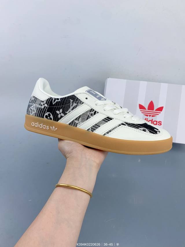 Adidas 德训鞋 “Lv联名-卡其牛仔”高端定制 大厂纯原品质出货 超高清洁度 细节完美 舒适百搭 低帮休闲板鞋 Size：如图 编码：K394K0 626