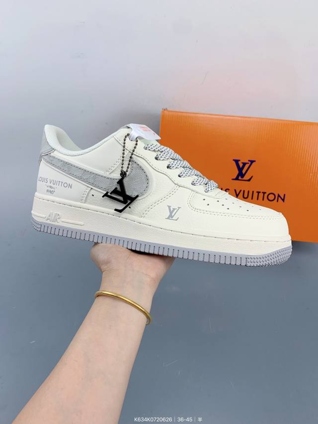 公司级Nike Air Force 1 '07 Low “Lv联名 米灰牛仔勾”空军一号 低帮 运动鞋 休闲鞋 折边针车 工艺难度大 原楦头原纸板 原装鞋盒 定