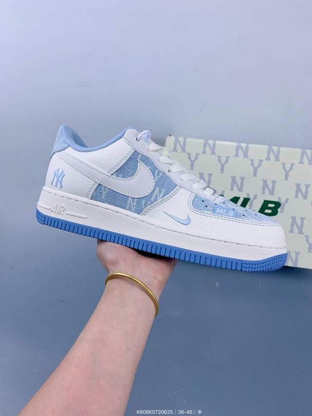 公司级Nike Air Force 1 '07 Low “Mlb联名 白浅蓝”空军一号 低帮 运动鞋 休闲鞋 折边针车 工艺难度大 原楦头原纸板 原装鞋盒 定制