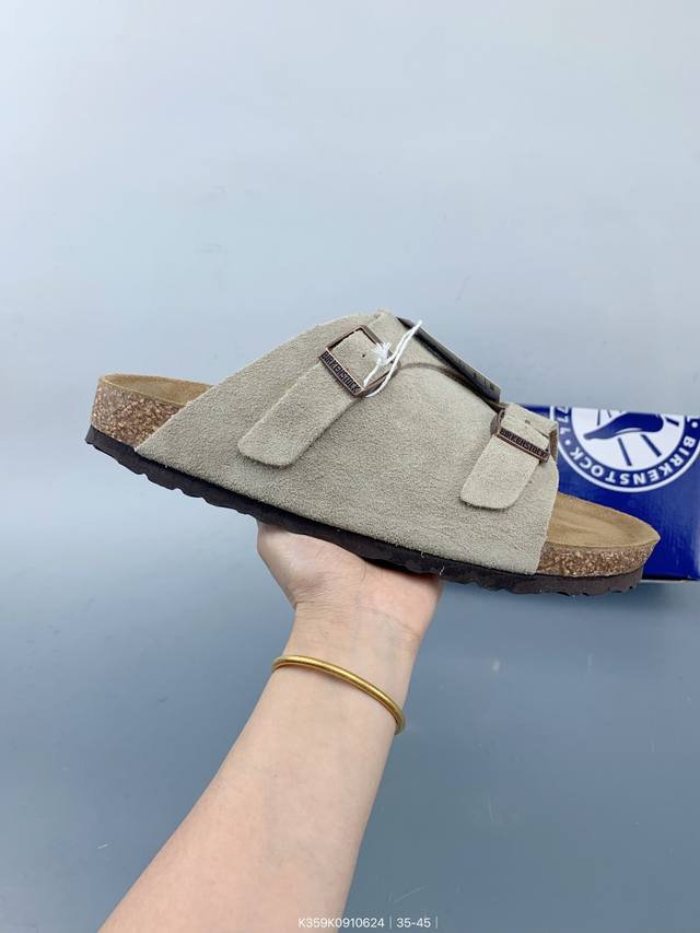 真标Birkenstock Boston Suede Shearling 勃肯 波士顿系列士低帮牛皮绒面革复古软木底露跟休闲鞋 Size：如图 编码：K359K