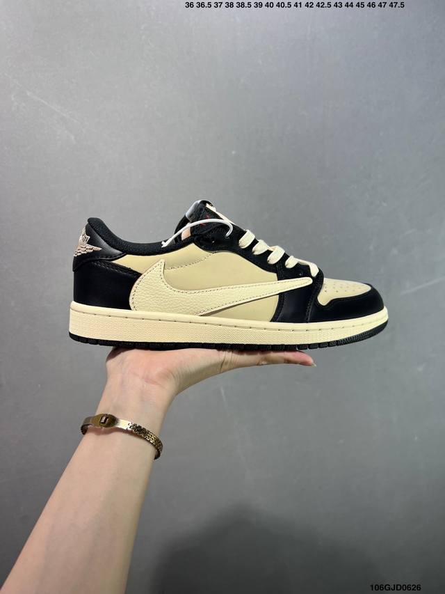 核心私 公司级Aj1倒勾Travis Scott X Air Jordan 1 ” Reverse Mocha “ Aj1乔1 Ts 闪电 联名倒钩 低帮文化篮