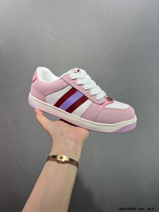 公司级Gucci 古驰 Screener 运动休闲时装奢侈品系列 Gg珐琅扣 擦脏做旧小脏鞋 高端零售海淘商家混卖版本 东莞纯原品质 原鞋对照工艺生产 原厂一致
