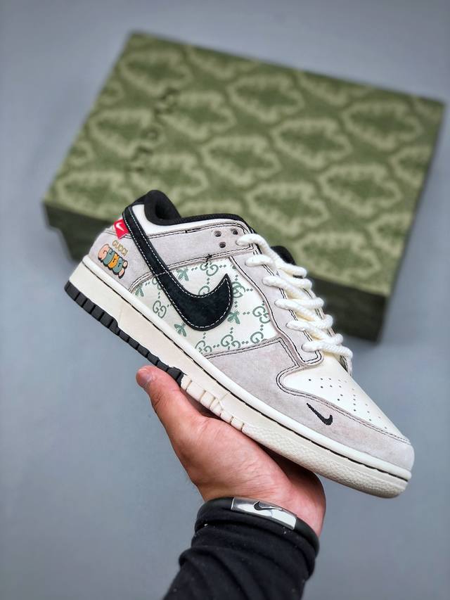 福利特价 C版 Nike Sb Dunk Low Retro Gucci联名款 复古低帮休闲运动滑板板鞋采用脚感柔软舒适Zoomair气垫有效吸收滑板等极限运动