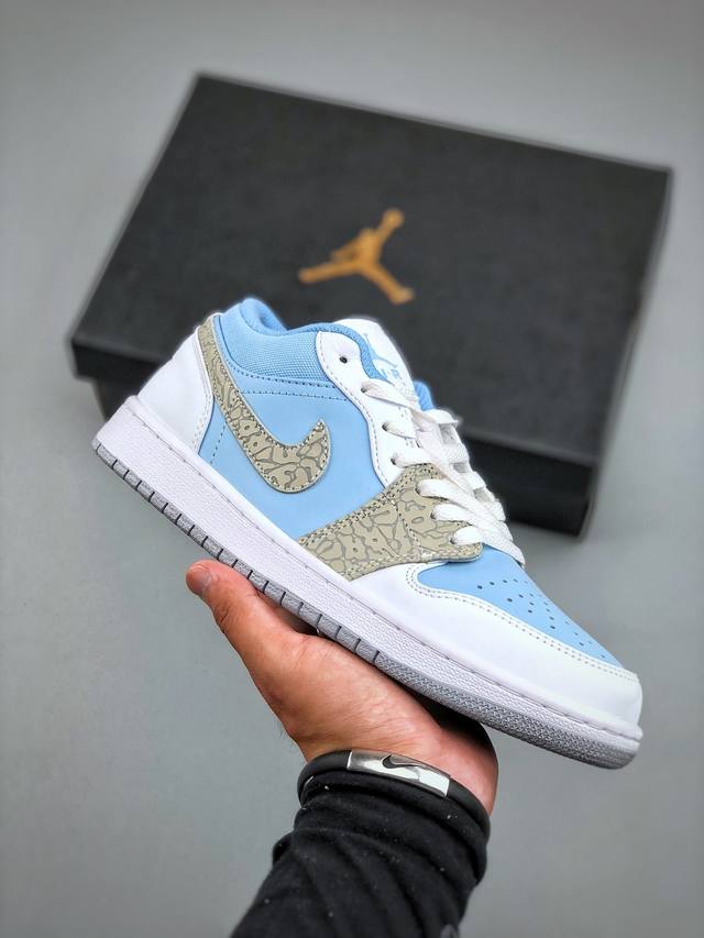 Nike Air Jordan 1 Low ‘’蓝灰爆裂纹‘’Aj1乔1低帮休闲板鞋 同步官方配色 官方货号:Ib7692-400 Size:36 36.5 3