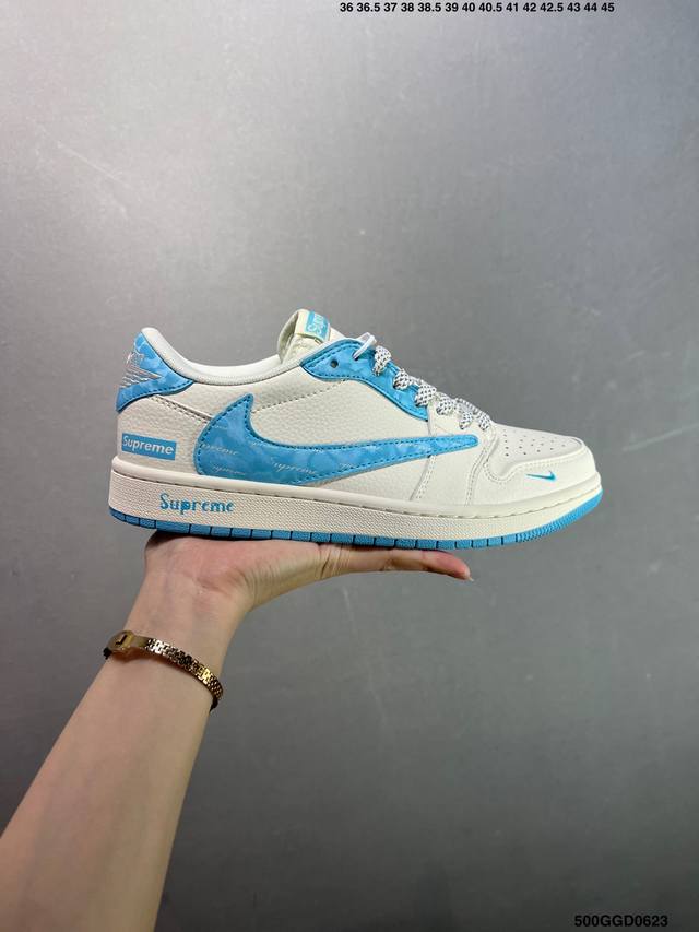 公司级Aj1倒勾Travis Scott X Air Jordan 1 ” Reverse Mocha “ Aj1乔1 Ts 闪电 联名倒钩 低帮文化篮球鞋 完