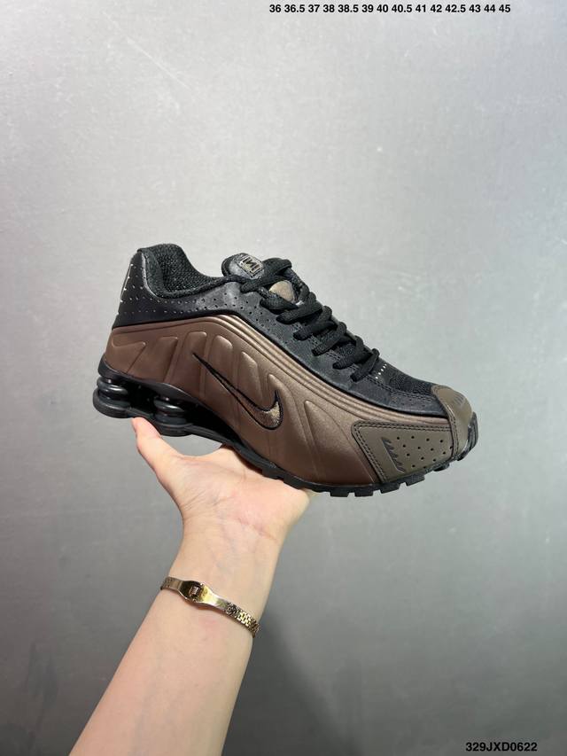公司级Nike Shox R4 高科技专利气柱弹簧跑步鞋 黑蓝银 子弹 Id：329Jxd0622