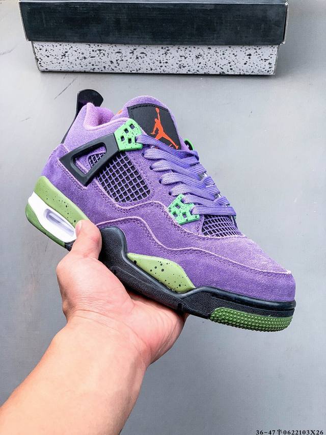 二层真标！Air Jordan 4 Aj4代中帮复古休闲运动文化篮球鞋。秉承轻量化的速度型篮球鞋设计思想完成设计，降低重量的同时提升舒适度，中底延续前作使用了分