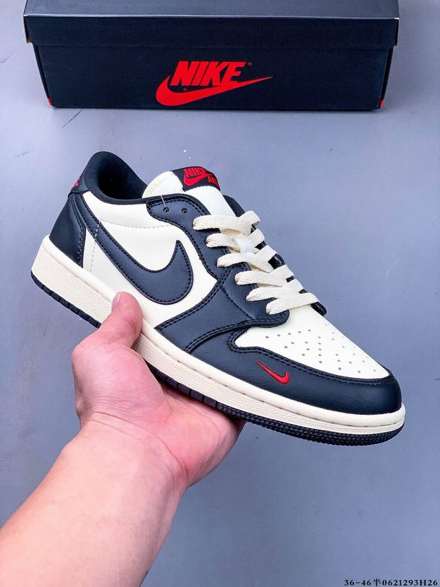 公司级头层！耐克Nike Air Jordan 1 Low Aj1 乔1 低帮潮流运动休闲板鞋。Aj1 低帮拼接 完美版型真头层牛皮# 内置缓震气垫 原鞋开模