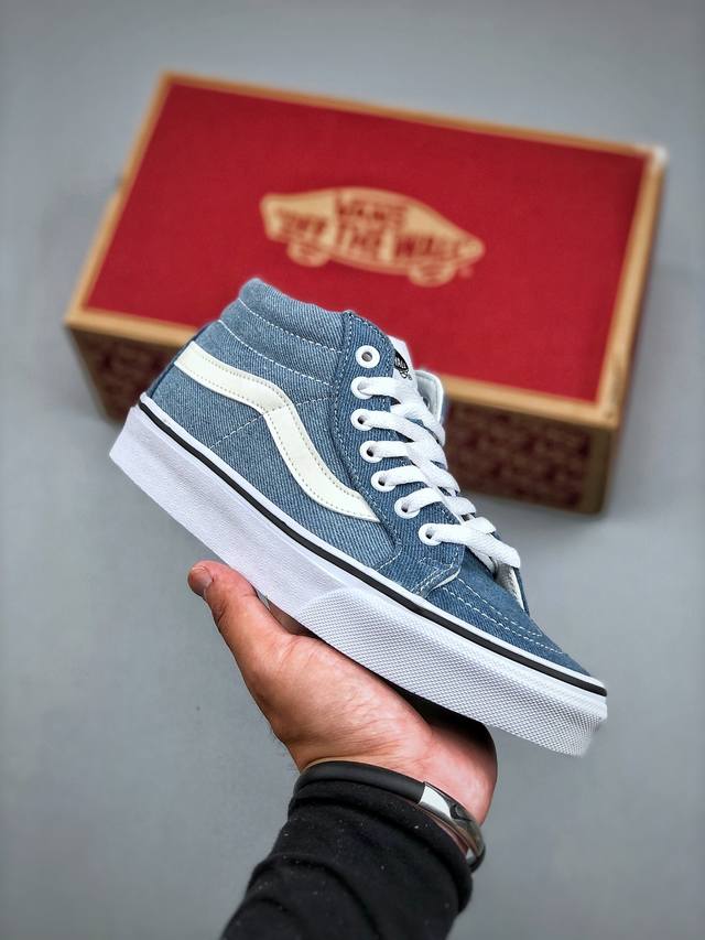 Vans范斯官方旗舰官网织坤联名万斯名尚鞋男中帮Sk8-Mid牛仔蓝 尺码：35-44 半
