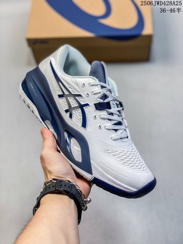 公司级Asics Gel-Resolution X 亚瑟士运动休闲透气专业网球鞋 轻量舒适透气材质 全滴塑鞋面中底3D可视Gel缓震胶效果 升级Flytefoa