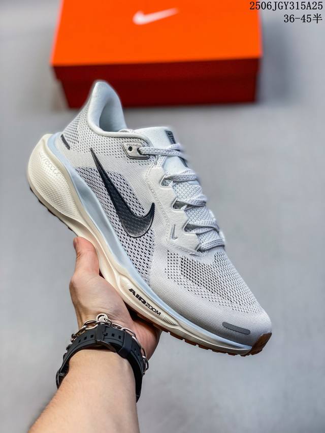 真标带半码 耐克Nike Air Zoom Pegasus 41登月41代系列透气休闲运动跑步鞋 Fd2722 002 兼顾迅疾外观和稳固脚感 后跟覆面和中足动