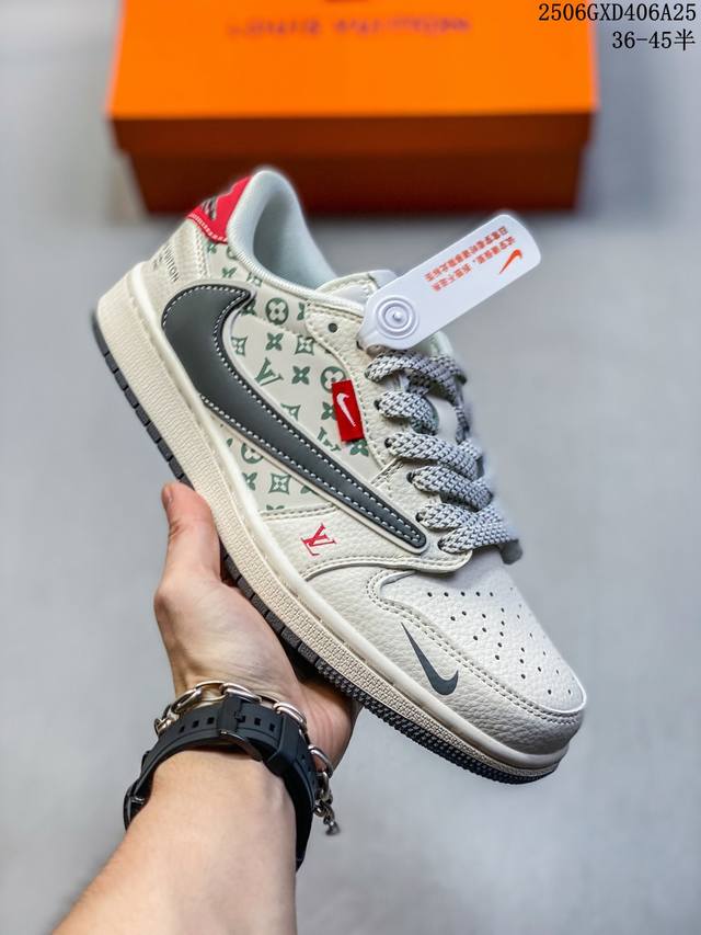 海外爆款限量发售！Travis Scott X Fragment Design X Jordan Air Jordan 1 Low Og Sp “Lv联名 灰红