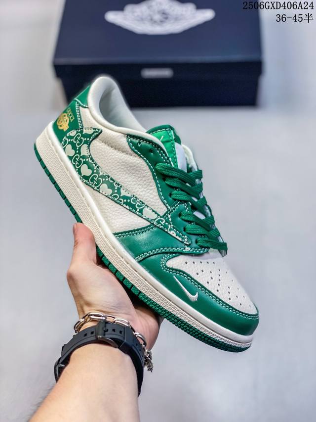 海外爆款限量发售！Travis Scott X Fragment Design X Jordan Air Jordan 1 Low Og Sp “古驰联名 绿花