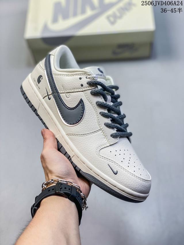 Nike Sb Dunk Low“卡哈特联名 米白灰勾” 周年高端定制 低帮休闲板鞋 定制鞋盒 大厂纯原品质出货 超高清洁度 皮料切割干净无任何毛边 细节完美