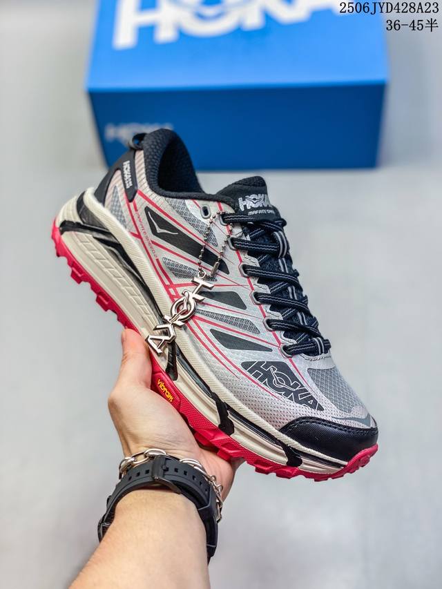 公司级 玛法特二代 Hoka One One Mafate Speed 2 Low 轻量低帮户外越野跑鞋 户外山脉越野轻量运动跑鞋。鞋面用轻的无缝架构，鞋带用了
