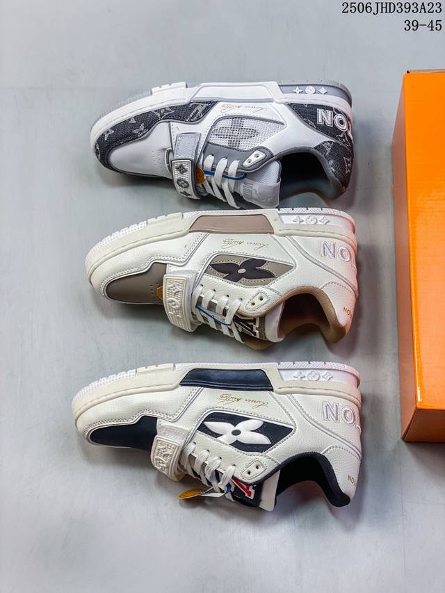 原版开发 全新爆款 Sneaker Lo 公司级路易威登板鞋 魔术贴面包鞋 新款 Lv Tyler X Louis Vuitton Trainer 圆头系带 魔