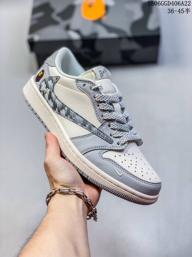 海外爆款限量发售！Travis Scott X Fragment Design X Jordan Air Jordan 1 Low Og Sp “Bape猿人头