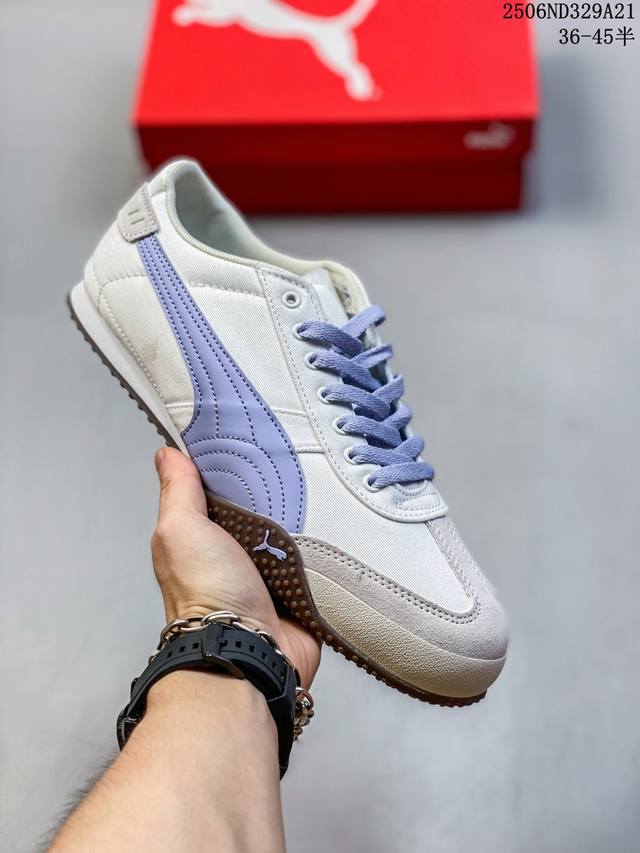 Puma Bellta Ut Leather 透气布面 彪马薄底系列 复古运动休闲跑鞋 鞋面设计轻量透气 提供了舒适性和穿着感受 柔软内里材质 穿着更加舒适 橡
