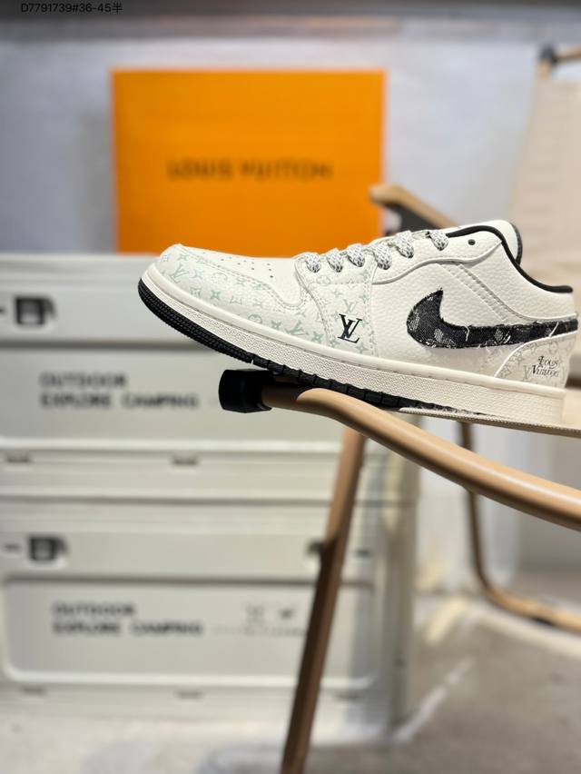 618福利特价公司级头层皮# Lv X 乔丹Air Jordan 1 Low Aj1低帮系列篮球鞋 官方同步配色 原装级产物 #拒绝公底 立体鞋型 细节完美 高