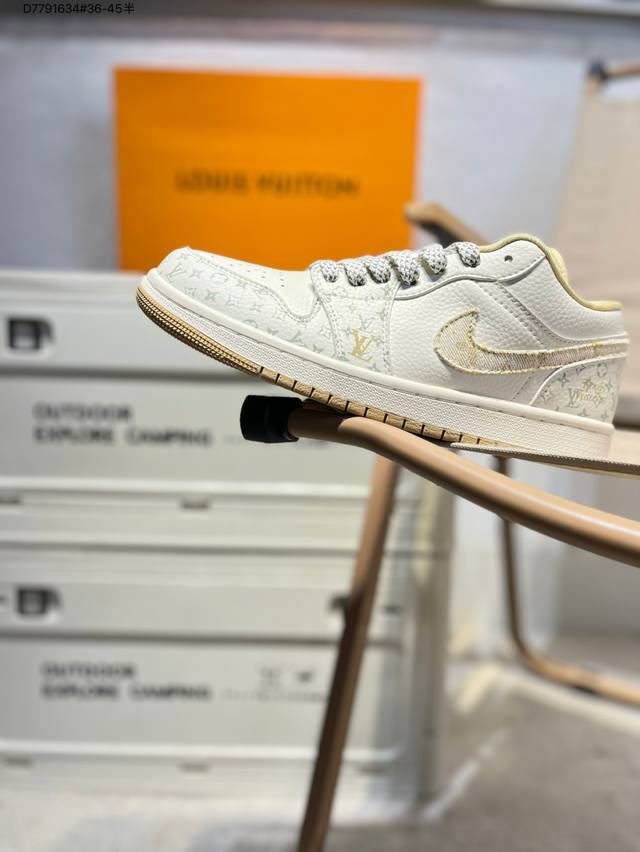 618福利特价公司级头层皮# Lv X 乔丹Air Jordan 1 Low Aj1低帮系列篮球鞋 官方同步配色 原装级产物 #拒绝公底 立体鞋型 细节完美 高