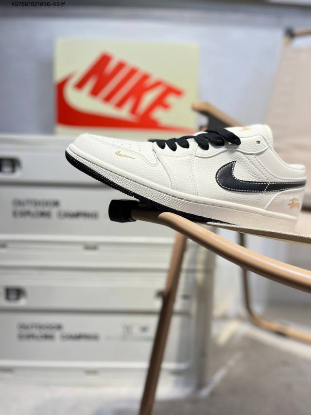 公司级头层皮 斯图西 X 乔丹Air Jordan 1 Low Aj1低帮系列篮球鞋 官方同步配色 原装级产物 #拒绝公底 立体鞋型 细节完美 高清洁度Xx31