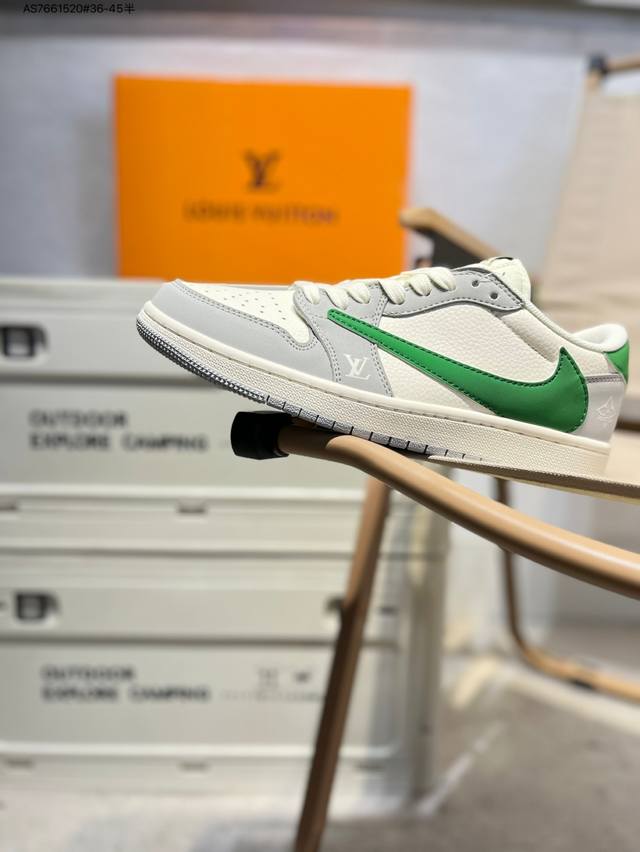 公司级头层皮 Lv X 乔丹Air Jordan 1 Low Aj1低帮系列篮球鞋 官方同步配色 原装级产物 #拒绝公底 立体鞋型 细节完美 高清洁度Zh259