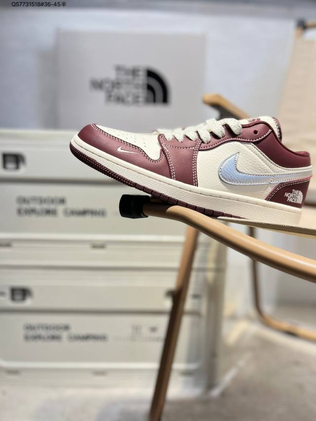 公司级头层皮# 北面X 乔丹Air Jordan 1 Low Aj1低帮系列篮球鞋 官方同步配色 原装级产物 #拒绝公底 立体鞋型 细节完美 高清洁度Xx242
